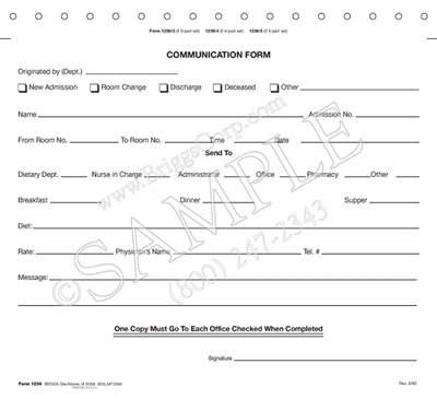 Briggs Healthcare Communication Form | Form