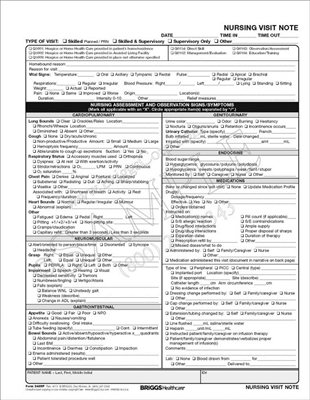 Briggs Healthcare Nursing Visit Note Form | Note Form