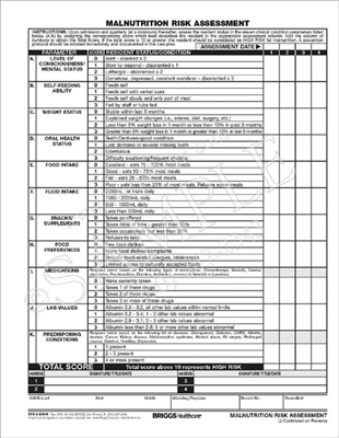 Briggs Healthcare CFS6-20HH Malnutrition Risk Assessment | Assessment