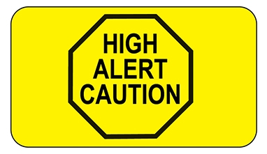 HCL High Alert Caution Label | Caution Label